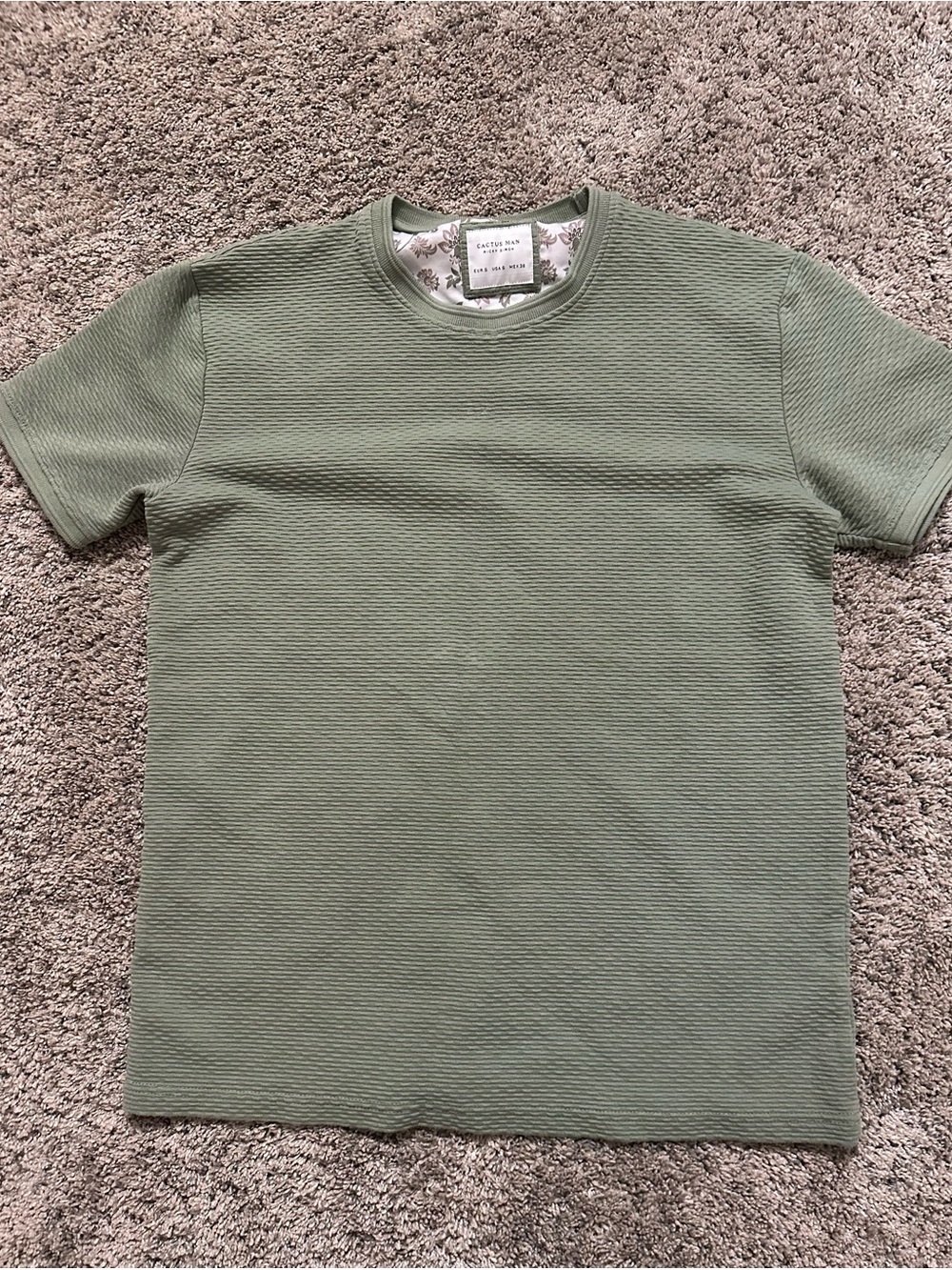 Textured Olive Crew Neck Short Sleeve Tee